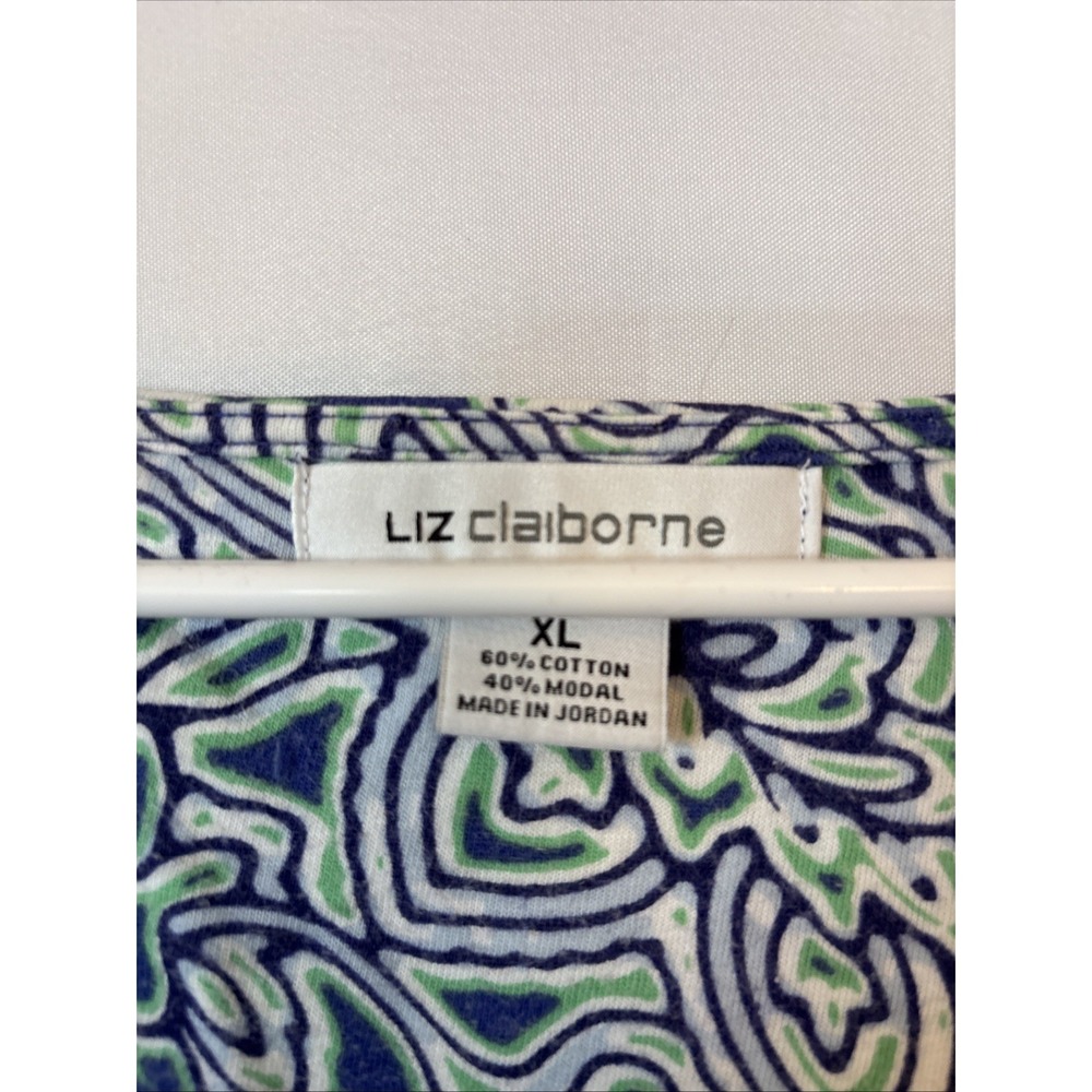 LIZ CLAIBORNE Blue Green Women's Short Sleeve Blouse Shirt XL - Picture 3 of 6